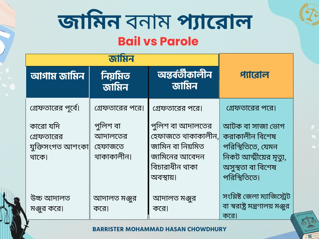 Bail vs Parole Comparison Chart